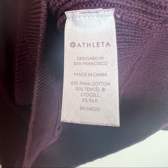 ATHLETA Rest Day Maroon Asymmetrical Thick Sweater Size Small - Picture 5 of 6